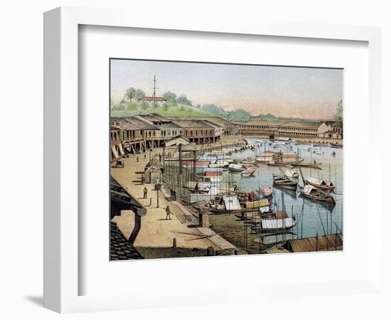 Singapore's Riverside, What Is Now Boat Quay--Framed Giclee Print