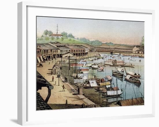 Singapore's Riverside, What Is Now Boat Quay-null-Framed Giclee Print