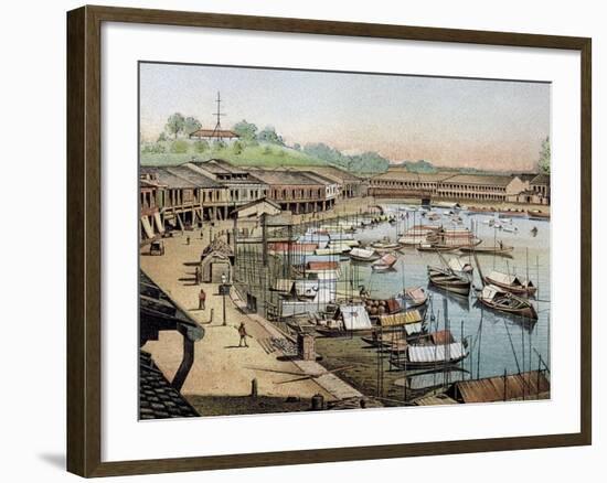 Singapore's Riverside, What Is Now Boat Quay-null-Framed Giclee Print
