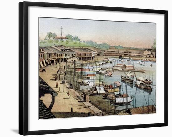 Singapore's Riverside, What Is Now Boat Quay-null-Framed Giclee Print