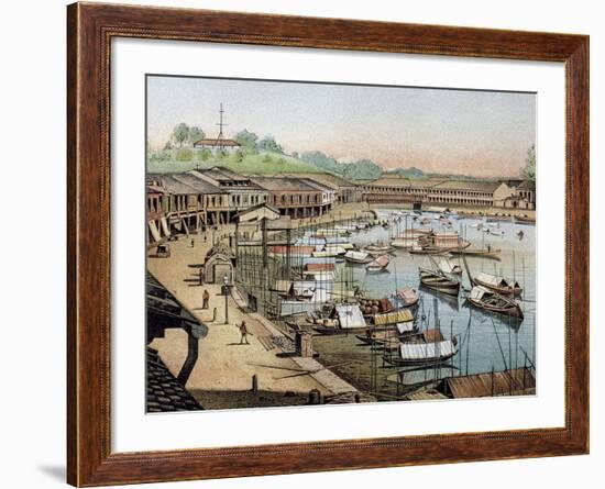 Singapore's Riverside, What Is Now Boat Quay-null-Framed Giclee Print