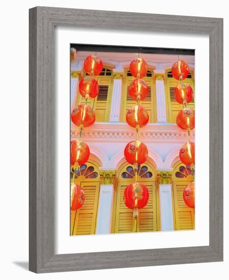 Singapore, Singapore City, Chinatown, Lanterns at Dusk-Shaun Egan-Framed Photographic Print