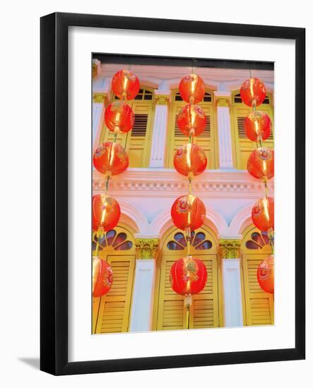 Singapore, Singapore City, Chinatown, Lanterns at Dusk-Shaun Egan-Framed Photographic Print