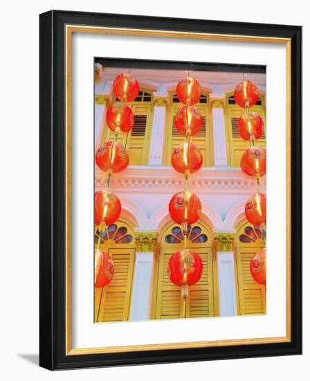 Singapore, Singapore City, Chinatown, Lanterns at Dusk-Shaun Egan-Framed Photographic Print