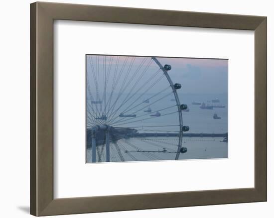 Singapore, Singapore Flyer, Giant Ferris Wheel, Elevated View, Dawn-Walter Bibikow-Framed Photographic Print