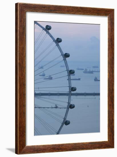 Singapore, Singapore Flyer, Giant Ferris Wheel, Elevated View, Dawn-Walter Bibikow-Framed Photographic Print