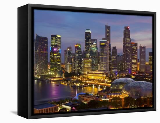 Singapore, Singapore Skyline Financial District Illuminated at Dusk, Asia-Gavin Hellier-Framed Premier Image Canvas