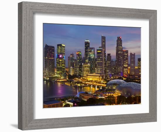 Singapore, Singapore Skyline Financial District Illuminated at Dusk, Asia-Gavin Hellier-Framed Photographic Print