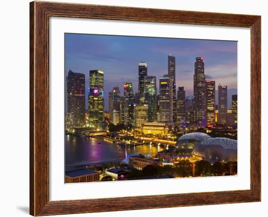 Singapore, Singapore Skyline Financial District Illuminated at Dusk, Asia-Gavin Hellier-Framed Photographic Print