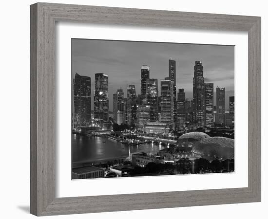 Singapore, Singapore Skyline Financial District Illuminated at Dusk, Asia-Gavin Hellier-Framed Photographic Print