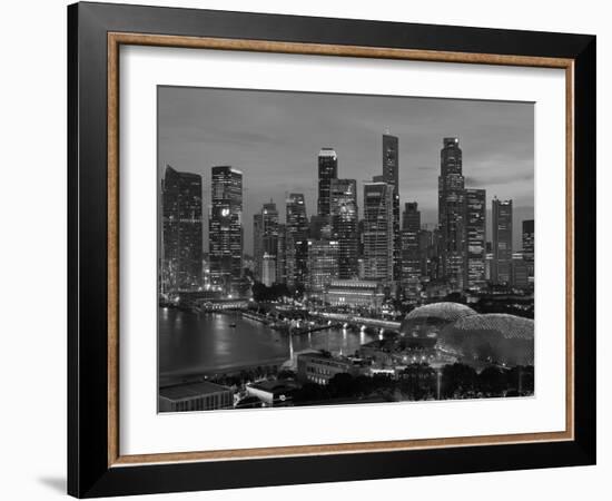 Singapore, Singapore Skyline Financial District Illuminated at Dusk, Asia-Gavin Hellier-Framed Photographic Print