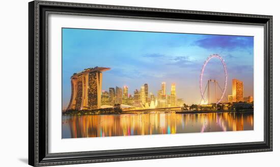 Singapore Skyline and View of Skyscrapers on Marina Bay-Hanna Slavinska-Framed Photographic Print