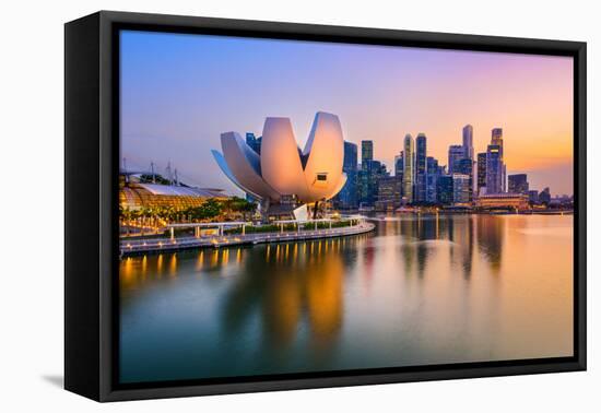 Singapore Skyline at the Marina during Twilight.-Sean Pavone-Framed Premier Image Canvas