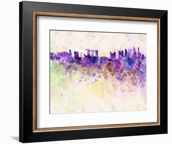 Singapore Skyline in Watercolor Background-paulrommer-Framed Art Print