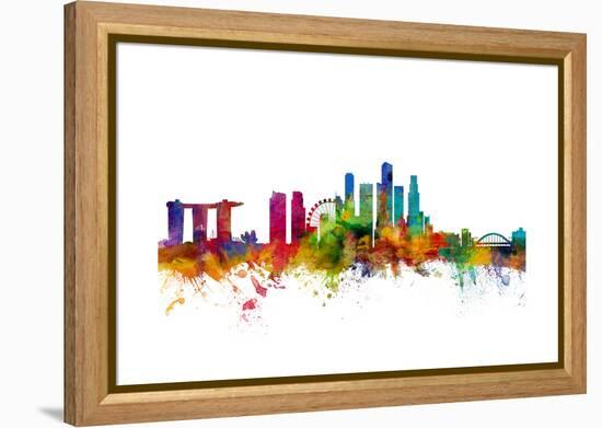 Singapore Skyline-Michael Tompsett-Framed Stretched Canvas