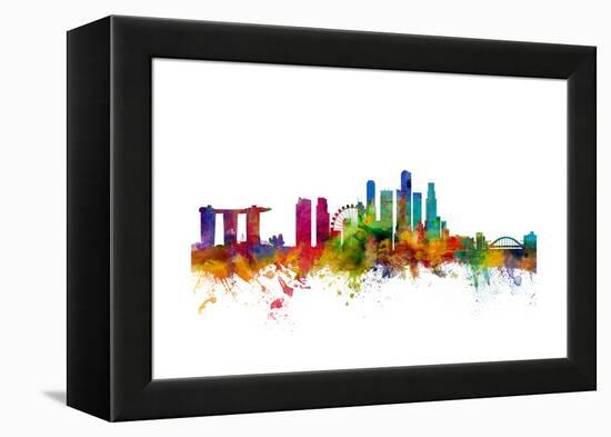 Singapore Skyline-Michael Tompsett-Framed Stretched Canvas