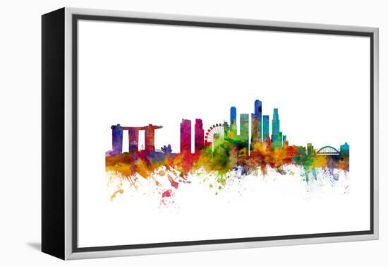 Singapore Skyline-Michael Tompsett-Framed Stretched Canvas