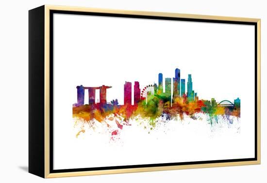 Singapore Skyline-Michael Tompsett-Framed Stretched Canvas