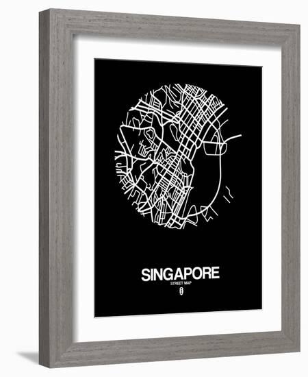 Singapore Street Map Black-NaxArt-Framed Art Print