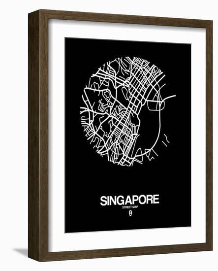 Singapore Street Map Black-NaxArt-Framed Art Print