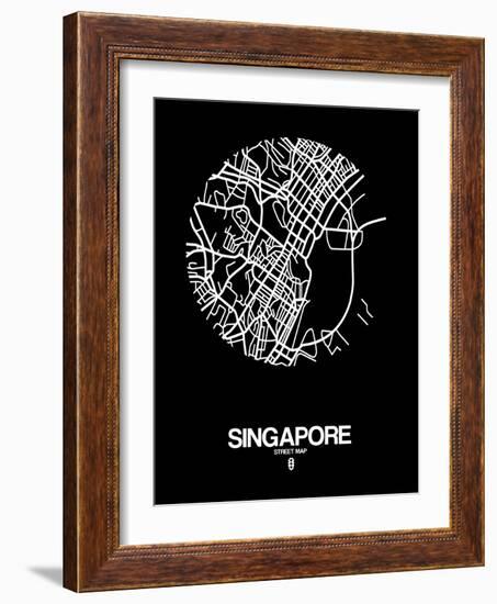 Singapore Street Map Black-NaxArt-Framed Art Print