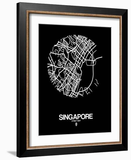 Singapore Street Map Black-NaxArt-Framed Art Print