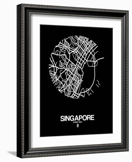 Singapore Street Map Black-NaxArt-Framed Art Print