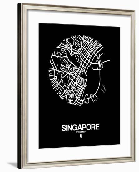 Singapore Street Map Black-NaxArt-Framed Art Print