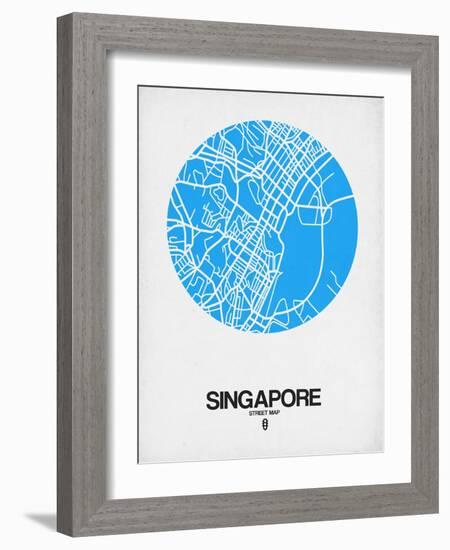 Singapore Street Map Blue-NaxArt-Framed Art Print