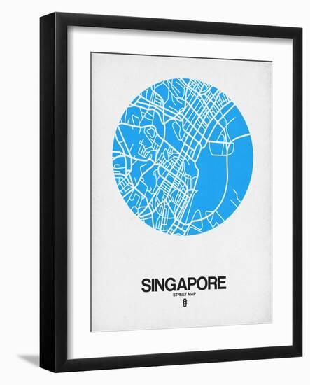 Singapore Street Map Blue-NaxArt-Framed Art Print