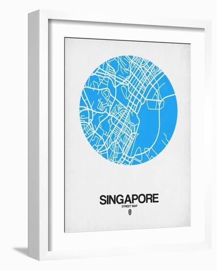 Singapore Street Map Blue-NaxArt-Framed Art Print