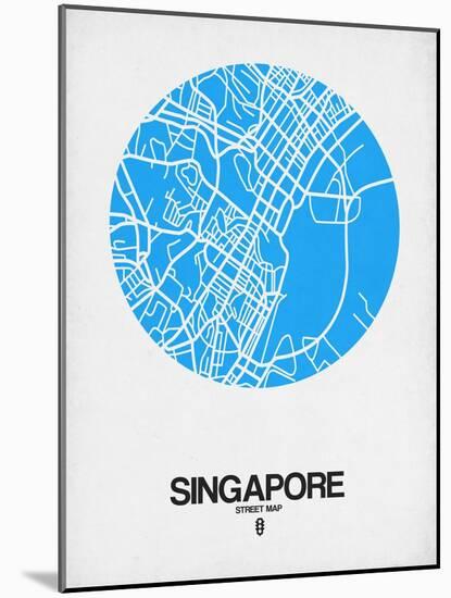 Singapore Street Map Blue-NaxArt-Mounted Art Print