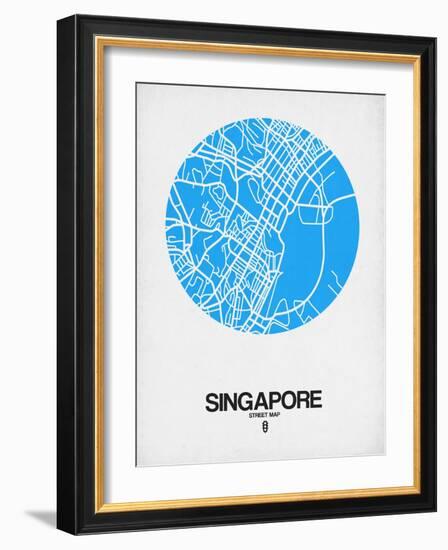 Singapore Street Map Blue-NaxArt-Framed Art Print