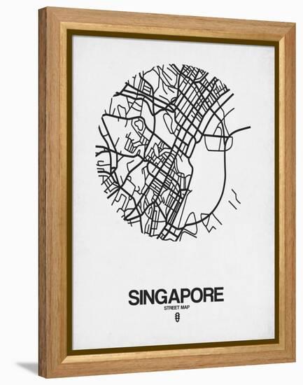 Singapore Street Map Blue-NaxArt-Framed Stretched Canvas