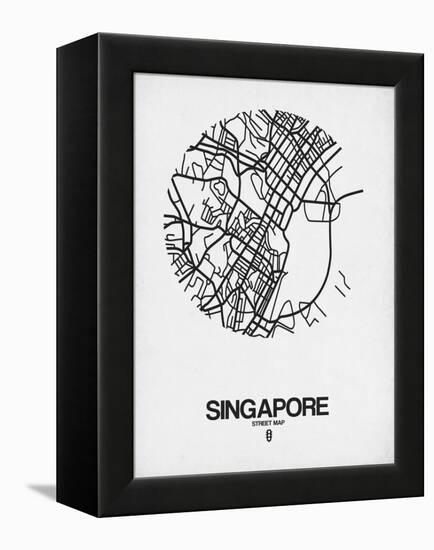 Singapore Street Map Blue-NaxArt-Framed Stretched Canvas