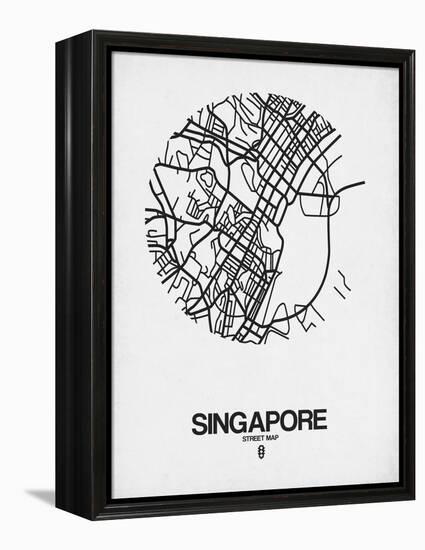 Singapore Street Map Blue-NaxArt-Framed Stretched Canvas