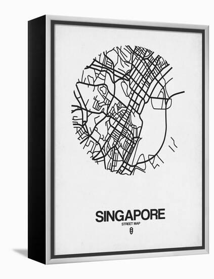Singapore Street Map Blue-NaxArt-Framed Stretched Canvas