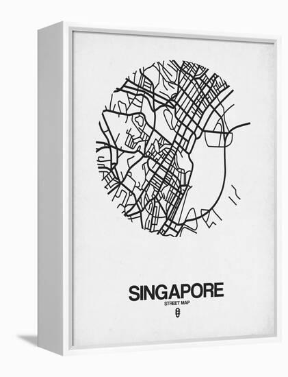 Singapore Street Map Blue-NaxArt-Framed Stretched Canvas