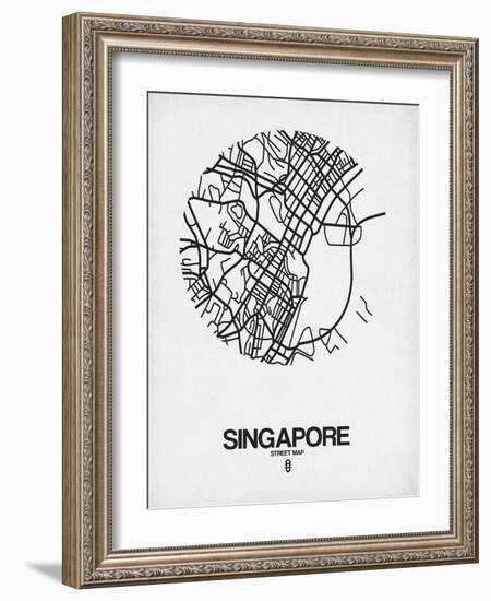 Singapore Street Map Blue-NaxArt-Framed Art Print