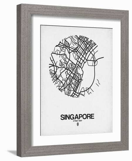 Singapore Street Map Blue-NaxArt-Framed Art Print