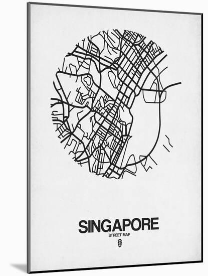 Singapore Street Map Blue-NaxArt-Mounted Art Print