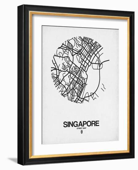 Singapore Street Map Blue-NaxArt-Framed Art Print