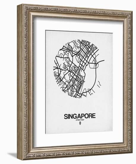 Singapore Street Map Blue-NaxArt-Framed Art Print