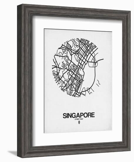 Singapore Street Map Blue-NaxArt-Framed Art Print