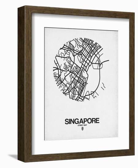 Singapore Street Map Blue-NaxArt-Framed Art Print