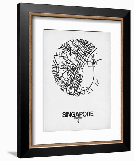 Singapore Street Map Blue-NaxArt-Framed Art Print