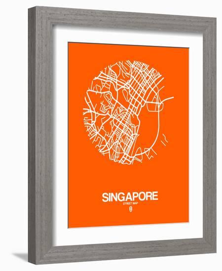 Singapore Street Map Orange-NaxArt-Framed Art Print