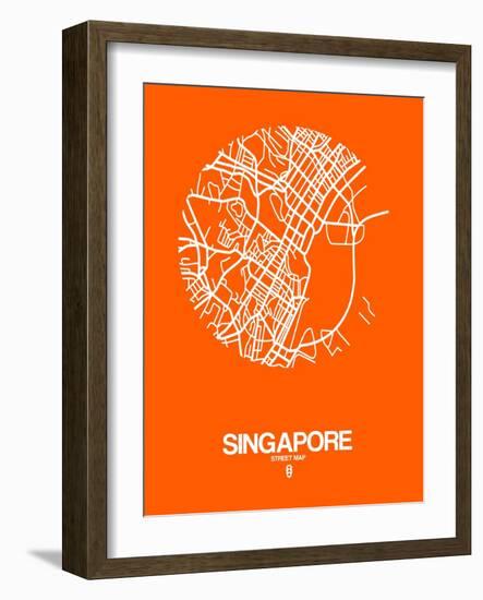 Singapore Street Map Orange-NaxArt-Framed Art Print