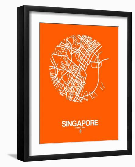 Singapore Street Map Orange-NaxArt-Framed Art Print