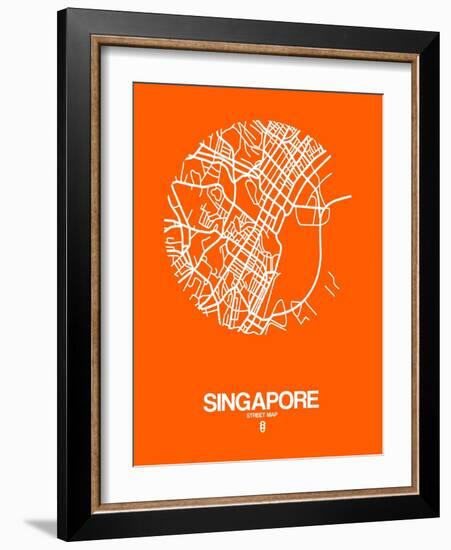 Singapore Street Map Orange-NaxArt-Framed Art Print